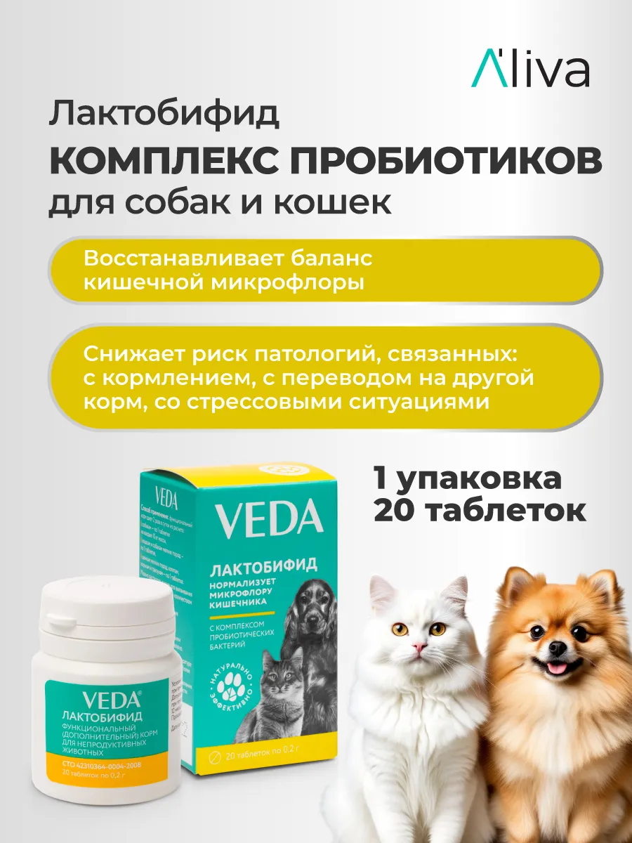 Комплекс пробиотиков ЛАКТОБИФИД, 20 таблеток, VEDA